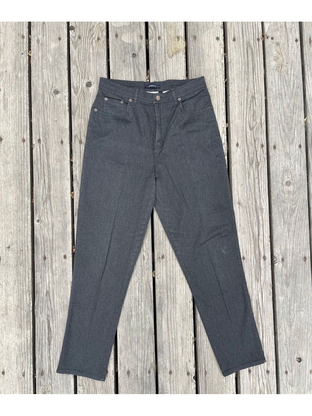 Vintage Bill Blass Stretch Jeans Charcoal Grey 14 L Large Pants Career - flaws